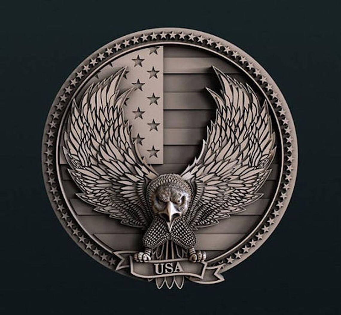 CNC STL Stunning Flying Eagle Medallion Model Etsy