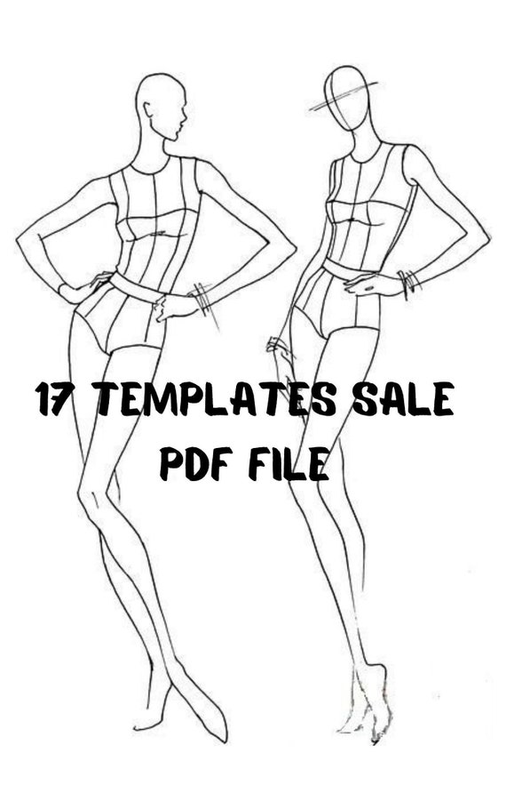 Croquis with 10 Female Poses for Drawing Curvy Women's Fashion Designs