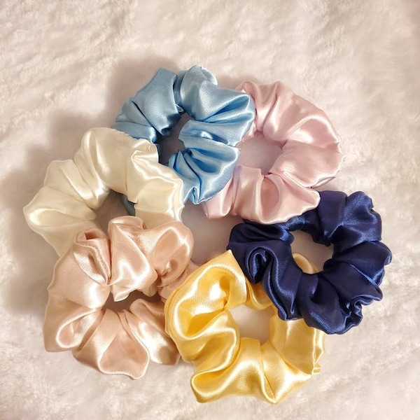 Satin Scrunchies | Mix and Match | 6 designs | Silky | Solid Colors | Homemade