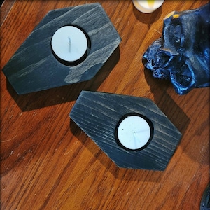 2 pair coffin tealight / votive candle holders.