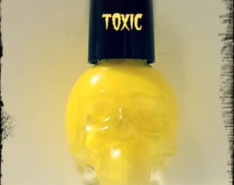 Neon Yellow Nail Polish, Toxic Skull Bottle