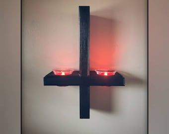 Inverted cross candle holder