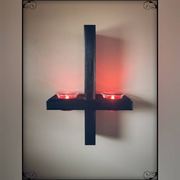 Inverted cross candle holder