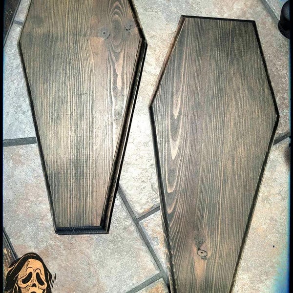 15 inch pair of custom wood coffins wall decor