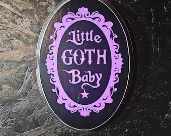 little goth baby wood plaque