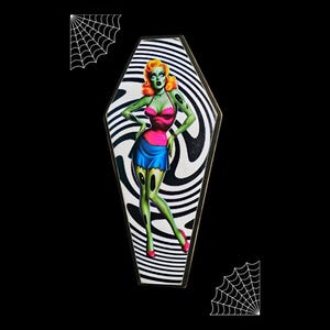 Placa de pared con ataúd de zombi verde