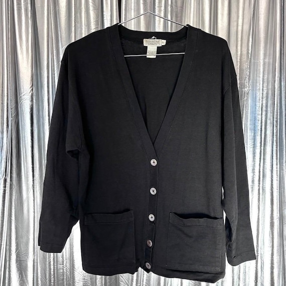 Banana Republic, Vintage 80s Banana Republic Safari & Travel Black Cotton Cardigan