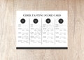 Hard Cider Tasting Score Card | Instant Download | Printable PDF Format