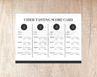 Hard Cider Tasting Score Card | Instant Download | Printable PDF Format