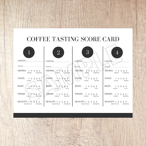 Coffee Tasting Card | Instant Download | Printable: PDF Format