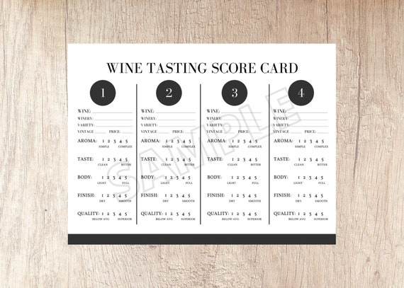 Wine Tasting Party Score Card | Instant Download | Printable (PDF Format)