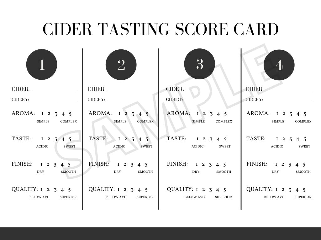 Hard Cider Tasting Score Card Instant Download Printable PDF Format Etsy