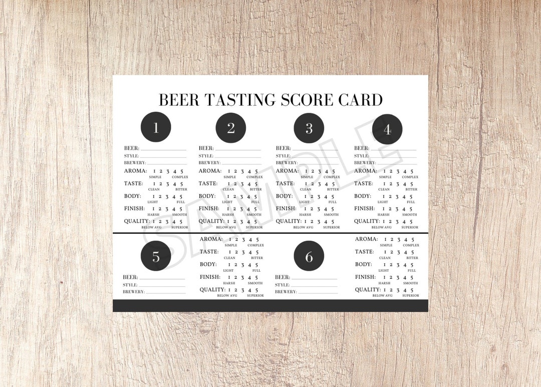 Beer Tasting Score Card Instant Download Printable PDF Format Etsy