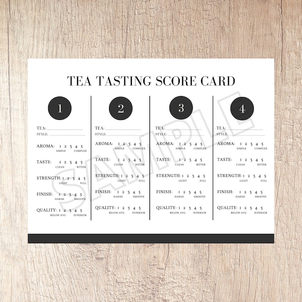 Tea Tasting Party Score Card | Instant Download | Printable (PDF Format)