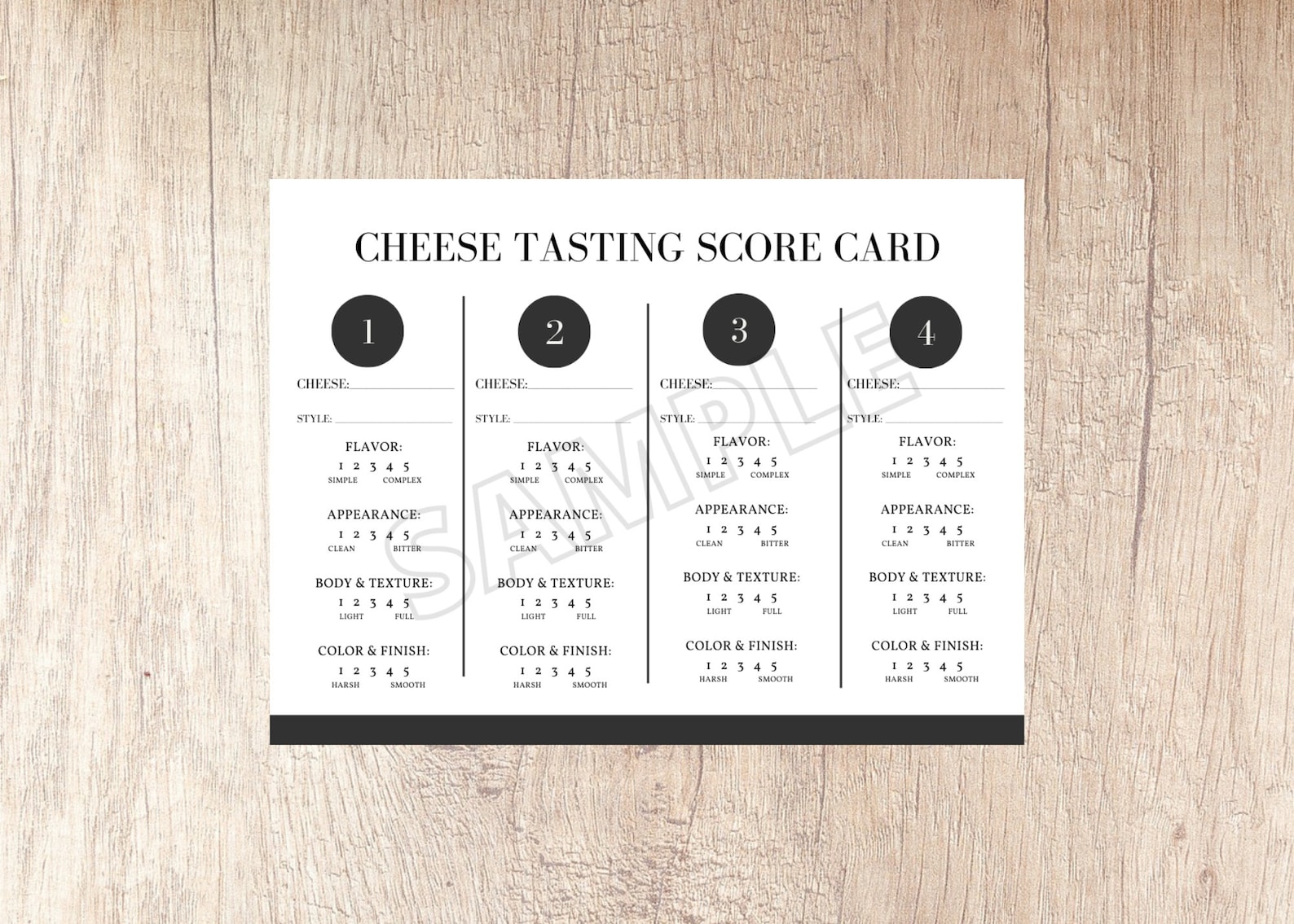 Cheese Tasting Card | Instant Download | Printable: PDF Format - Etsy