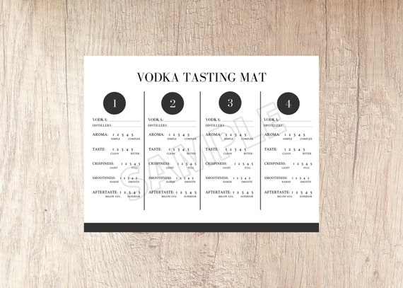 Vodka Tasting Party Score Card Instant Download Printable | Etsy