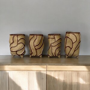 Set of Four Handmade Pottery Tumblers
