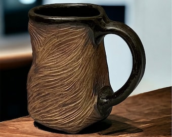 Handmade Carved Pottery Mug