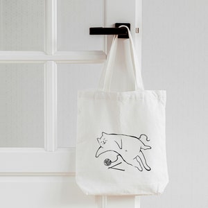 Cute Lazy Cat Tote Bag, Premium Quality Canvas Shopping Bag With An Interior Pocket, Eco Friendly