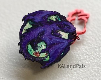 Purple Dragon Wooden Keychain | HEART&DRAGON