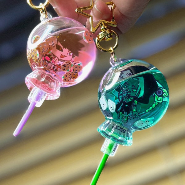 Thanatos + Zagreus | Liquid Keychain | Halloween Lollipop charms