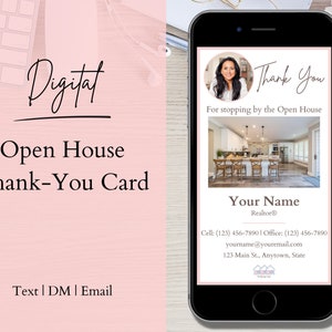 Real Estate Digital Open House Thank-You Card, Realtor Marketing, Email, Text, DM thank you for clients, Thank You Note, Canva Template