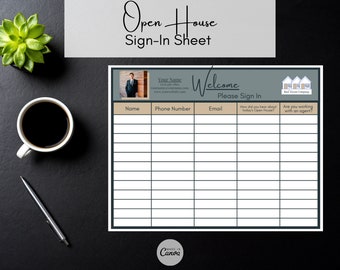 Real Estate Open House Sign-in Sheet, Digital Downloadable Template ...