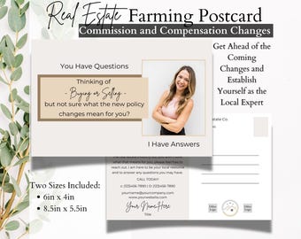 Real Estate Farming Postcard, Realtor Marketing Canva Template, Buyer Commission, Seller Compensation Printable Card, Local Expert Mailer