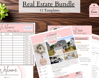Save 20%!! Real Estate Marketing Bundle for Realtors, Printable Templates. Property Flyers, Open House Sign In, Agent Resume, Client Review