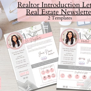 Realtor Introduction Letter, Real Estate Newsletter, Canva Printable Marketing Flyer, Neighborhood Farming, New Agent Hello Template