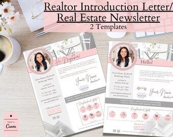 Realtor Introduction Letter, Real Estate Newsletter, Canva Printable Marketing Flyer, Neighborhood Farming, New Agent Hello Template