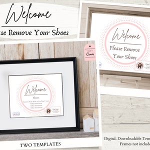 Real Estate &quot;Welcome, Please Remove Your Shoes&quot; Digital Template Sign for Home Sale. Edit in Canva, Marketing for Realtors