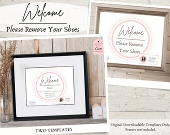 Real Estate "Welcome, Please Remove Your Shoes" Digital Template Sign for Home Sale. Edit in Canva, Marketing for Realtors