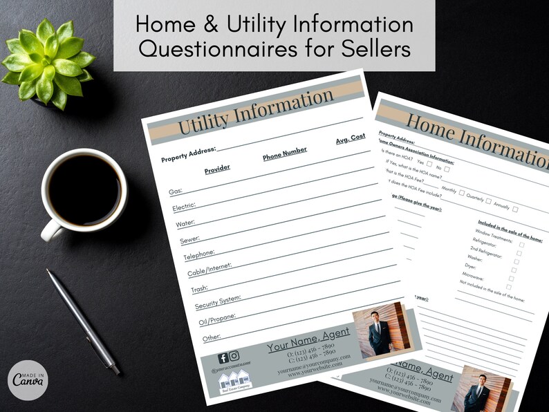 Real Estate Home, Utility Questionnaires for Home Sellers, Digital ...