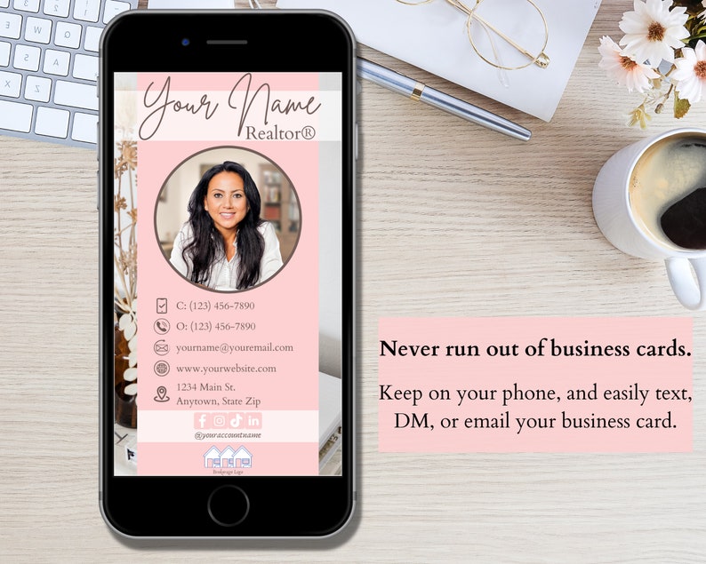 Digital Business Card Template for Realtors Real Estate Etsy