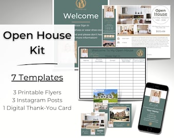 Real Estate Open House Kit, Sign-In Sheet, Flyer, Welcome Sign, Instagram Templates, Digital Thank You Card, Realtor Marketing Bundle