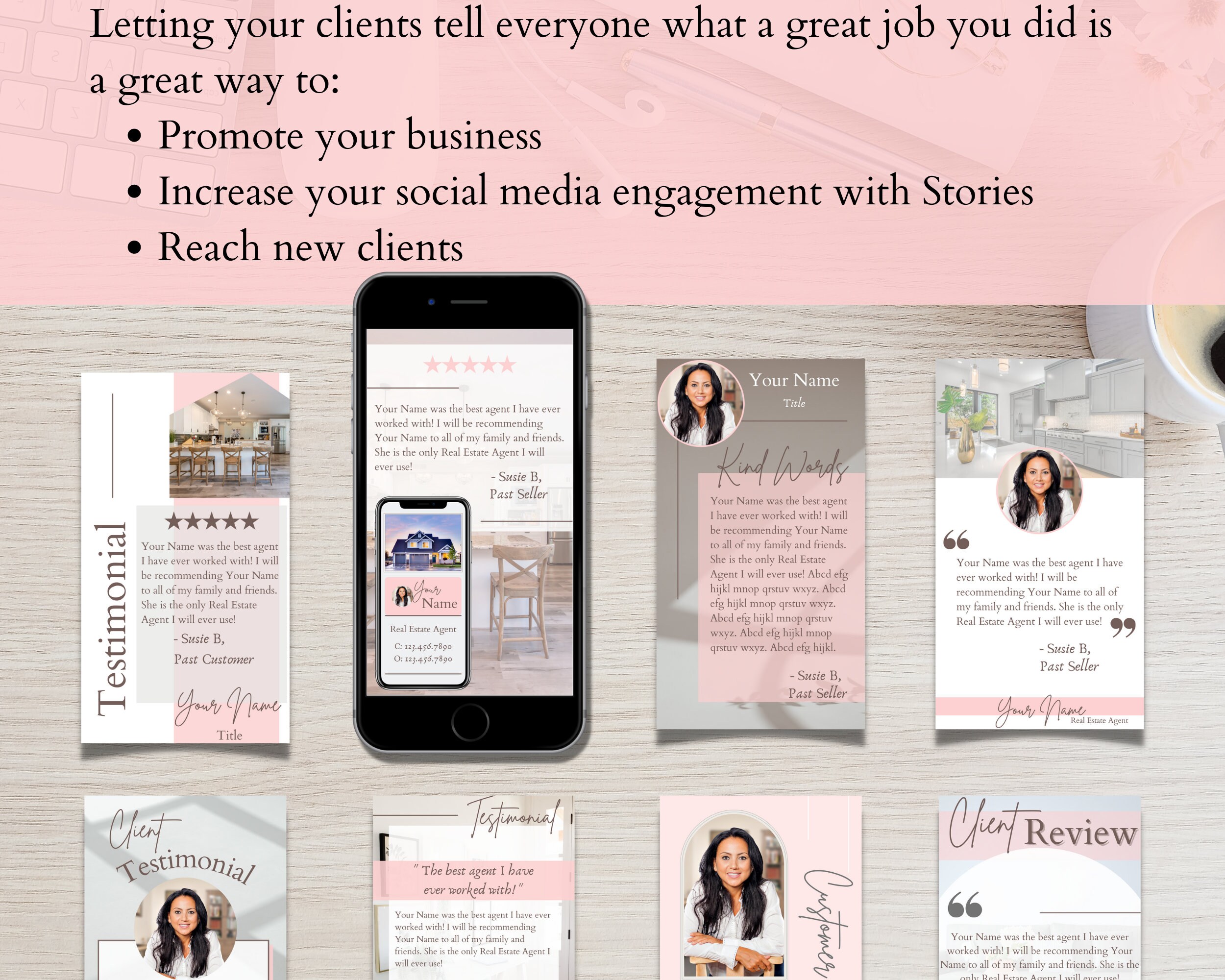 Instagram Stories Client Review Templates, Testimonial Instagram Story ...