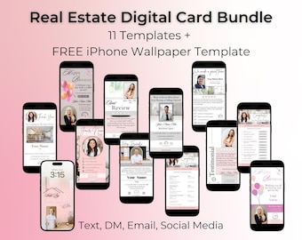 Real Estate Digital Marketing Card Bundle, Realtor Text, Email, DM, Social Media Posts. Agent Canva Templates, Farming and Lead Generation