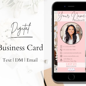Digitale Visitenkarte für Makler, Visitenkarte für Makler, Makler, E-Mail, Text, Direktnachricht an Kunden, In Canva bearbeiten