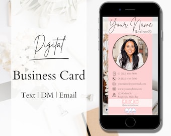 Digital Business Card Template for Realtors, Real Estate Business Card, Agent Marketing Template, Email, Text, DM to clients, Edit in Canva