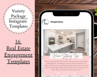 Real Estate Variety Package, Engagement Templates for Instagram, Social Media Posts for Agents, Realtor Marketing, Canva Templates