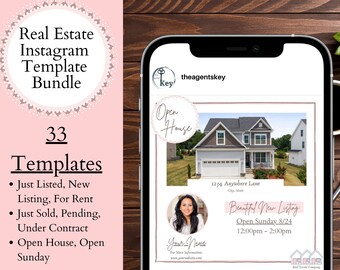 Save 20%!! Real Estate Instagram Template Bundle, For Sale, Open House, Just Sold, Edit in Canva, Realtor Marketing Social Media for Agents