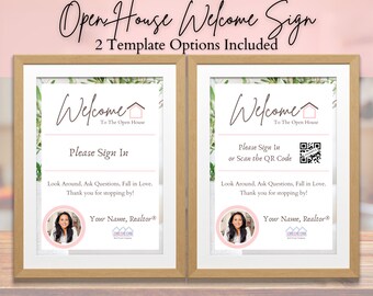 Open House Welcome Sign, Real Estate Printable, Please Sign In, Scan QR Code, Realtor Canva Template. Personalize, Print, then Frame