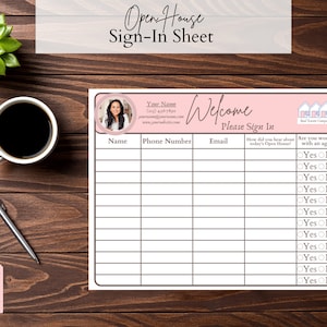 Real Estate Open House Sign-In Sheet, Digital Downloadable Template, Edit in Canva, Marketing for Realtors, Printable Template