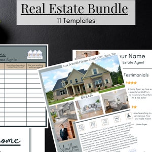 Sparen Sie 20%! Real Estate Marketing Bundle für Makler, Canva Templates für druckbare Flyer. Agent Branding für Objektflyer, Tag der offenen Tür