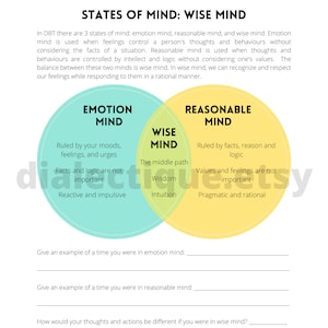 States of Mind: Wise Mind Worksheet Etsy