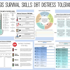 DBT Crisis Survival Skills - Distress Tolerance Skills Bundle with 9 Handouts and Worksheets