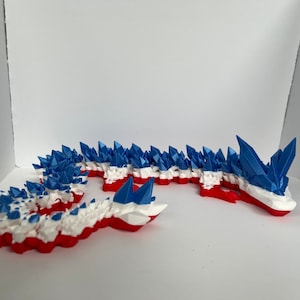 Red, White, and Blue Large 3D Crystal Dragon