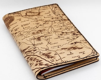 Couverture d’ordinateur portable de terrain en cuir avec carte gravée au laser de Fife, Écosse