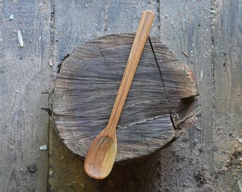 Hand Carved Birch Cooking Spoon / Half Heartwood / Traditional 12"